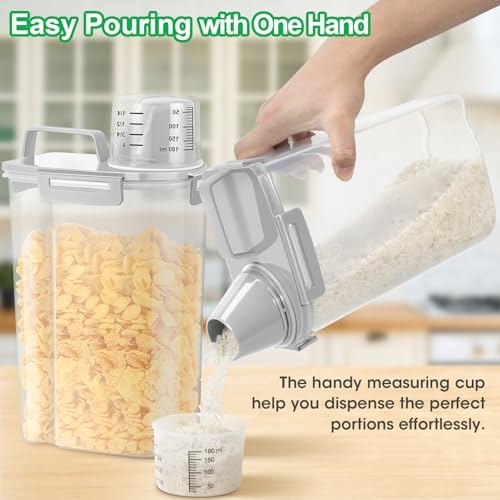 TBMax Rice Storage Container 3 to 5 Lbs - Small Pet Dog Cat Food Container Dispenser with Easy Pouring Spout & Cup, Portable Cereal Container for Small Spaces, Travel, or Daily Use - Image 4