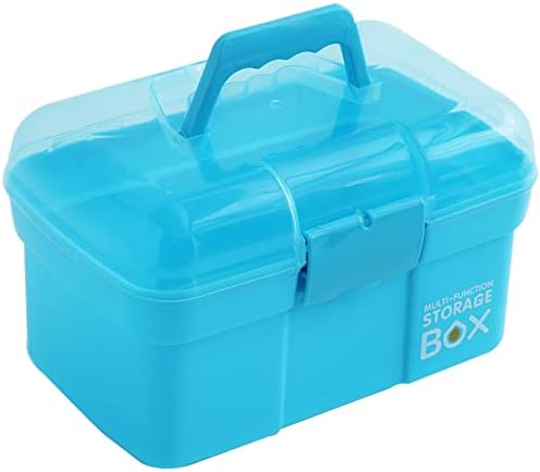 Kinsorcai 11'' Plastic Storage Box with Removable Tray, Multipurpose Organizer and Storage Case for Art Craft and Cosmetic (Blue) by Kinsorcai