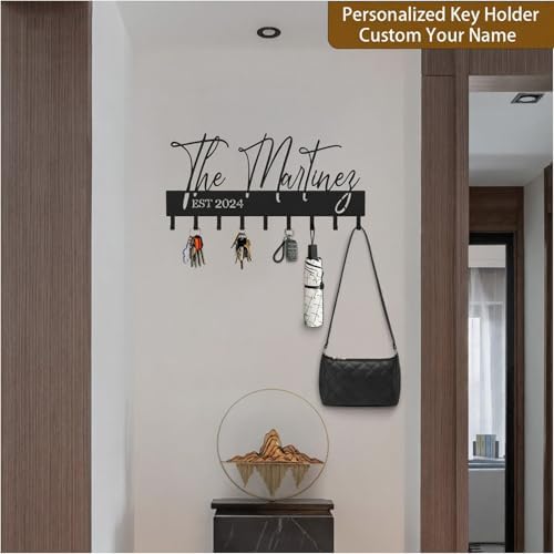 Customized Meaningful Phrase Key Holder Wall Mount,Black Exquisite Metal Key Hanger for Wall,Key Hooks with Screw for Hallway,Office,Kitchen Decor - Image 2