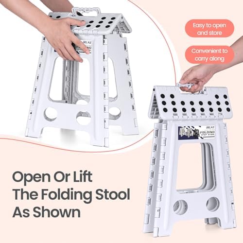 Delxo 16 Inch Folding Step Stool,Foldable Step Stool for Adults White - Image 5