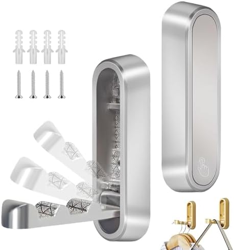 2Set Folding Wall Hooks, 2026 Folding Coat Hooks, Closet Hooks Wall Mount,Foldable Wall Hooks, Clothes Hooks for Wall, Valet Hook,Wall Hooks for Hanging,Bag Hooks for Wall(2PCS Silver) by Unknown