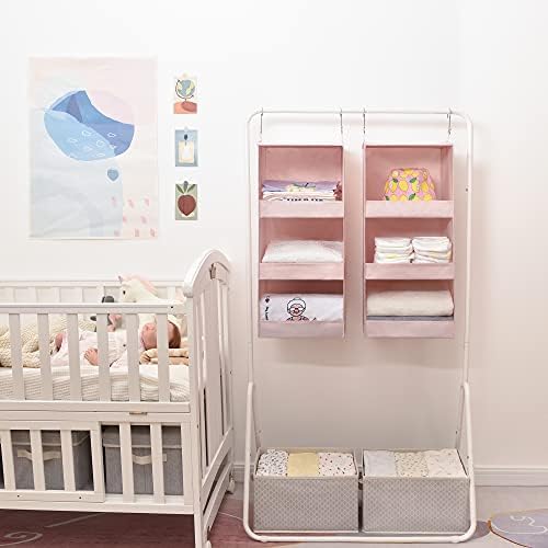 GRANNY SAYS 3-Shelf Hanging Closet Organizer, Foldable Storage, Pink - Image 2