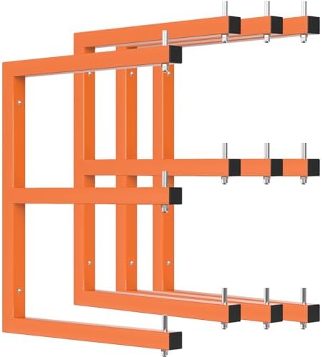 4 Pack Wall-Mounted Lumber Rack, Heavy Duty Wood Storage Racks, 6-Level System Garage Shelving, 1320 LBS Capacity Hanging Organizer Shelves, Orange Brackets Utility Metal Shelf for Indoor and Outdoor by StorageRacks