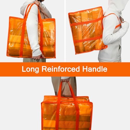 Vieshful Orange 40L Clear Clothes Storage Bag with Zipper 3 Pack - Image 4