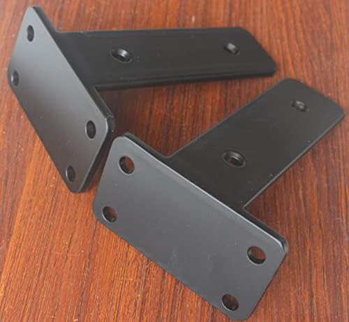6 Pack - 5 inch Black Hidden L Shelf Bracket (1/5 Inch Thicked) Iron Floating Shelf Brackets Rustic Industrial Metal Brackets for Shelf Support - Image 3