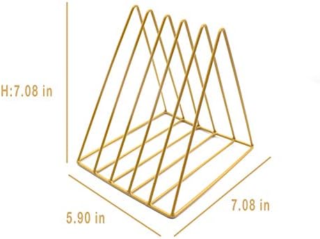 QPEY 5-Slot Gold Metal Triangle File Holder, 1pc for Office - Image 3
