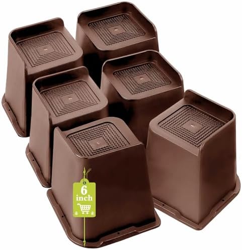 Bed Risers 1 inch, 2 inch, 3 inch, 4 inch, 6 inch, 8 inch Heavy Duty, Oversized Furniture Riser for Couch Sofa Table Chair Leg Frame Dorm, Support up to 6000 Lbs (Chocolat Brown 6 Pack, 6 inch) by Yookwutar