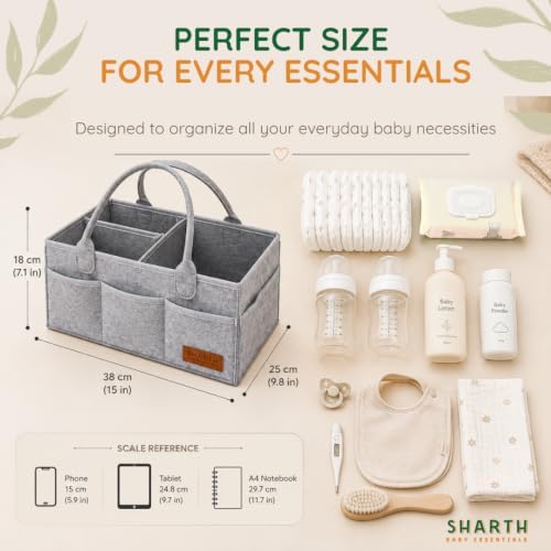 Sharth Baby Diaper Caddy Organizer, Baby Essentials Storage, Nursery Basket - Image 2