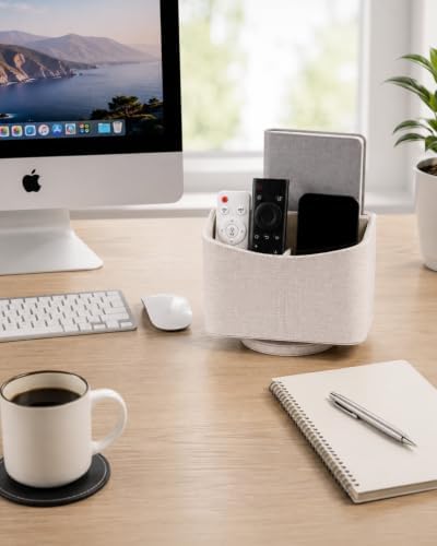 LAMOTI Remote Control Holder, 360° Rotating PU Leather Desk Organizer - Image 4