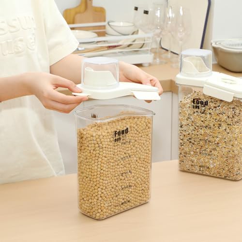 Blushtier 4 PCS Cereal Containers Storage 2.5L Airtight Large Dry Food Containers with Pouring Spout Cereal Storage Dispenser Measuring Cup for Flour and Baking Supplies, White - Image 5