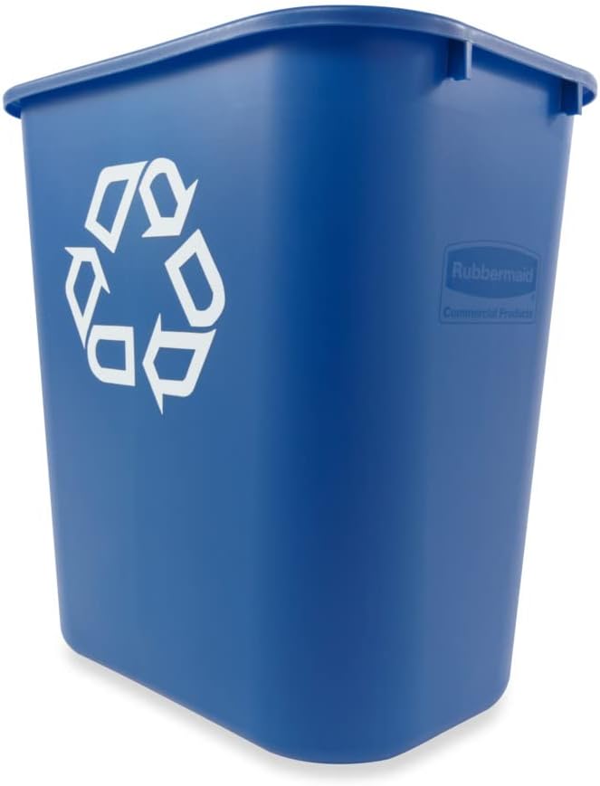 Rubbermaid Commercial Products Deskside Recycling Can, 7-Gallon/28-Quart, Blue Recycling Symbol, Plastic, for Bedroom/Bathroom/Office/Under Desk/Sink, Pack of 4 - Image 7