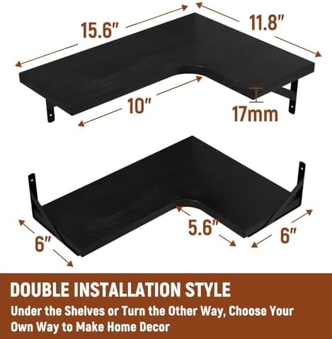 LEOPO Corner Floating Shelves Wall Mounted Set of 6, Corner Wall Shelve - Image 3