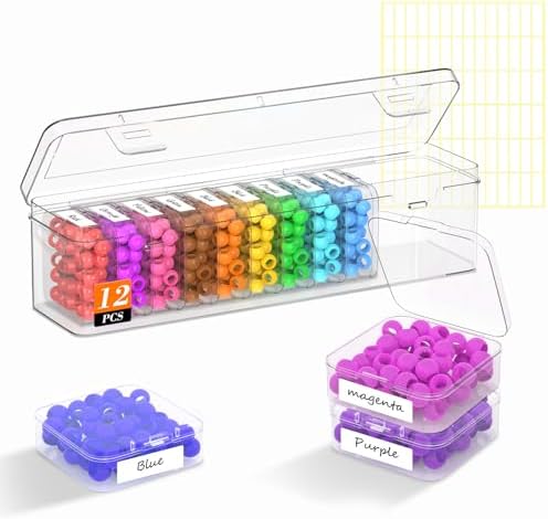 12 Pcs Bead Organizer Box, Clear Plastic Bead Storage Containers by Profasion