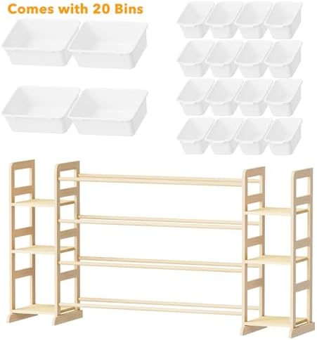 SpaceAid Toy Storage Organizer with 6 Shelves and 20 Bins, Toy Organizers Storage Bookshelf, Kids Bin Shelf Toys Box Bookcase for Bedroom Playroom Organization Room Decor, White - Image 7