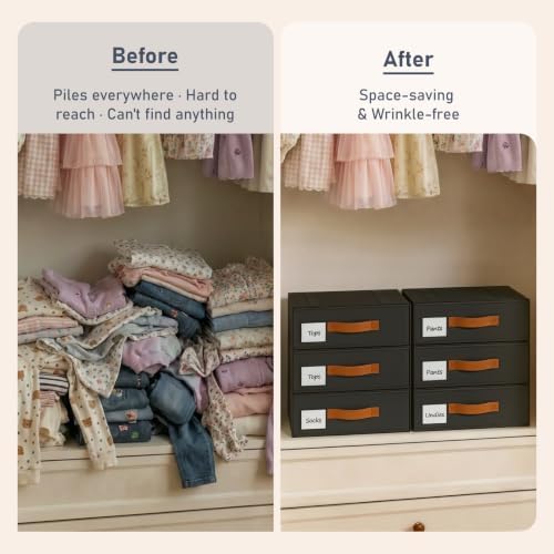 DIMJ Underwear Drawer Organizer, Stackable Bra Organizer for Closet 4 Pack, Bra Storage With Fabric Storage Drawers, Collapsible Closet Organizers for Clothes, Socks, Bra, Scarf, Baby Clothes, Black - Image 7