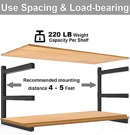 Lumber Storage Metal Rack, 3-Level Wall-Mounted Organizer and Wood Rack, Indoor & Outdoor Storage Solution for Workshop or Garage - 2 Pack - Image 5