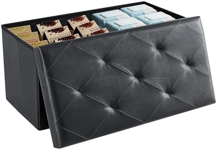 DUMOS 30 Inch Foldable Storage Ottoman Bench, Large Ottoman with Storage by DumosLifestyle