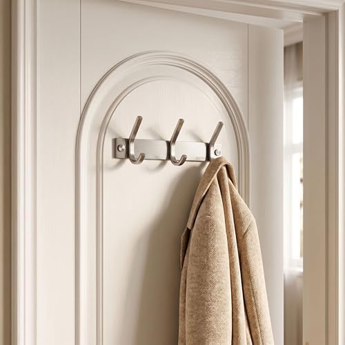 WEBI Sturdy Stainless Steel 304 Hook Rail Coat Rack with 3 Hooks, Great Home Storage & Organization for Bedroom, Bathroom, Foyer, Hallway, Brushed Finish - Image 2