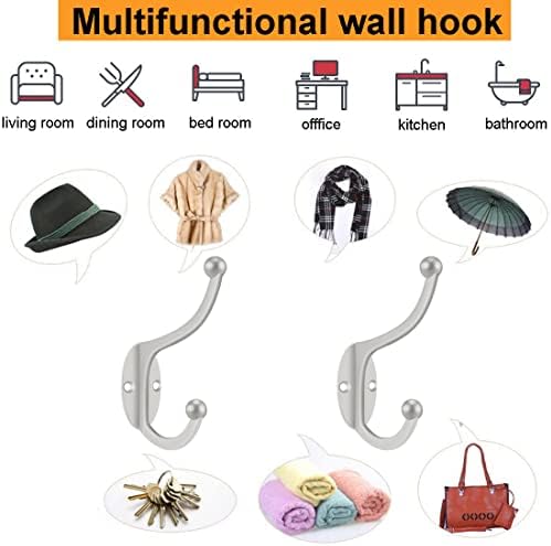 ZEYU Wall Hooks, 10Pcs Coat Hooks Hardware Towel Hooks for Hanging Coats Double No Rust Black Robe Hooks Wall Mounted with Screws for Key, Towel, Bags, Cup, Hat - Image 7