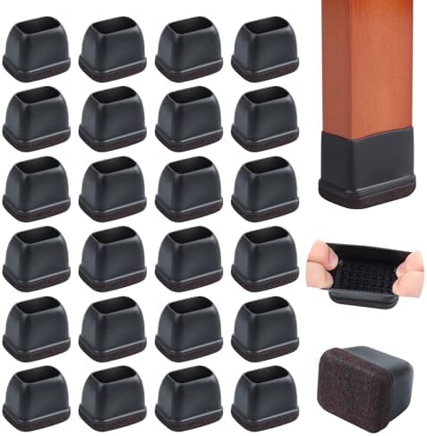24PCS Rectangle Felt Chair Leg Floor Protectors for Hardwood Floors, Black by GAGUIUP