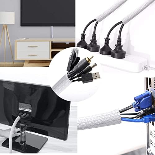 Cable Management Sleeve, Split Design, 25FT - 1 Inch, White - Image 5