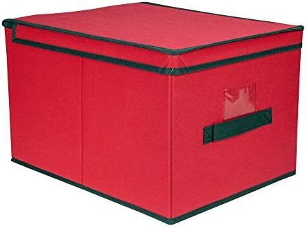 Northlight 16" Red Collapsible Christmas Decoration Storage Box with Handel - Image 3