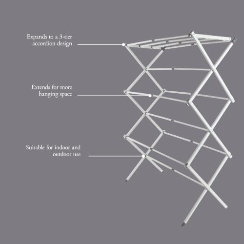 Gibson Home Clothes Drying Rack, Foldable Expandable Laundry Rack, White - Image 3