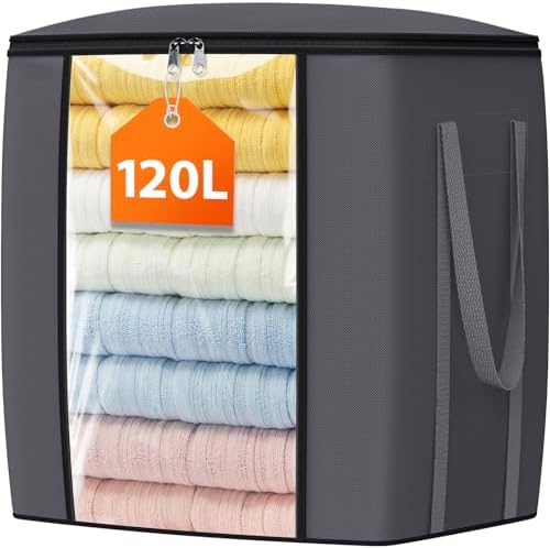 TasticTotes 120L Extra Large Blanket Clothes Storage Bags, Gray, 1 Pack by Unknown