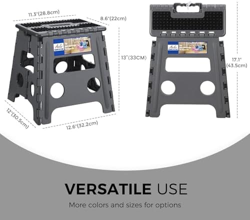 ACKO 13" Folding Step Stool, Non-Slip Surface for Adults & Kids, Dot Gray - Image 3