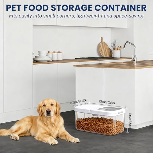 LEAWALK 6 Lbs Airtight Dog Cat Pet Food Storage Container PopTop White/B - Image 2