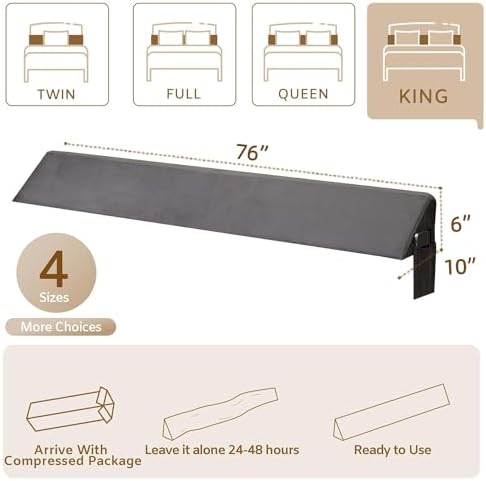 Bedluxe King Bed Wedge Pillow for Headboard, Fill The Gap (0-7") - Image 5