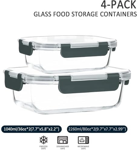 M MCIRCO 80 oz & 36 oz Extra Large Glass Food Storage Containers with Lids - Image 2