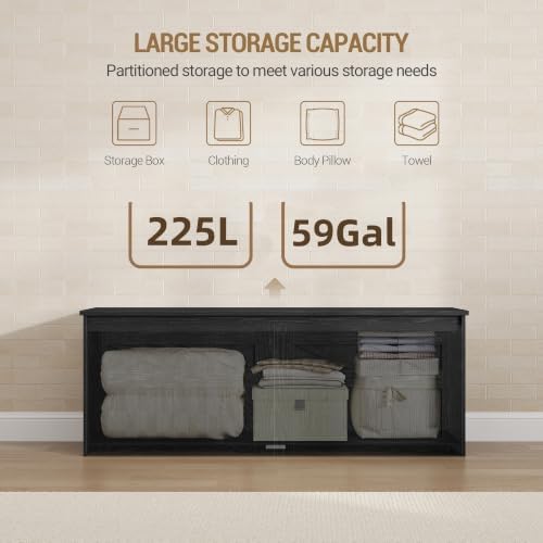 Hzuaneri 47 inches Rustic Storage Chest and Bench | 59 Gal | 330lb Seat - Image 4
