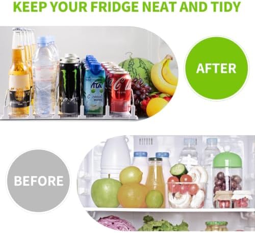 Coanto Drink Organizer for Fridge, Soda Can Organizer for Refrigerator with Automatic Pusher Glide, Adjustable Width Drink Dispenser for Fridge, Holds up to 25 Cans or Bottles, 5 Row - Image 4