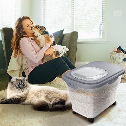 Pet Food Container, Collapsible Dog Food Storage Container with Detachable Casters & Airtight Lid for Keeping Dry Kibbles, With Dog Food Scoop and Measuaring Cups - Image 7