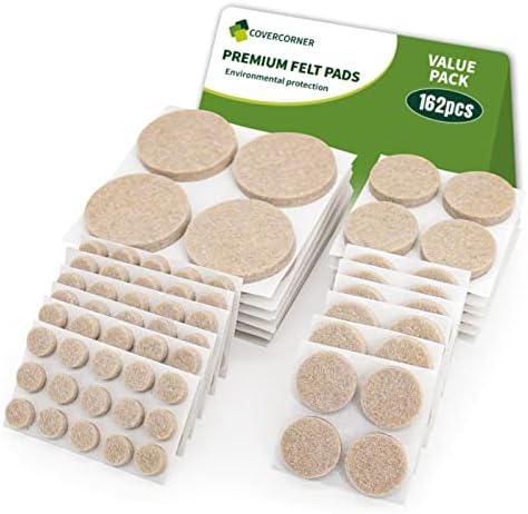 Felt Furniture Pads for Hardwood Floors 162 PCS, Round, Beige by COVERCORNER