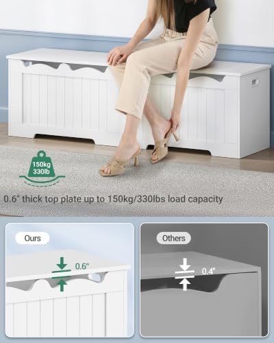 Hzuaneri 59 inches Farmhouse Storage Chest | 70 Gal | Pure White - Image 5