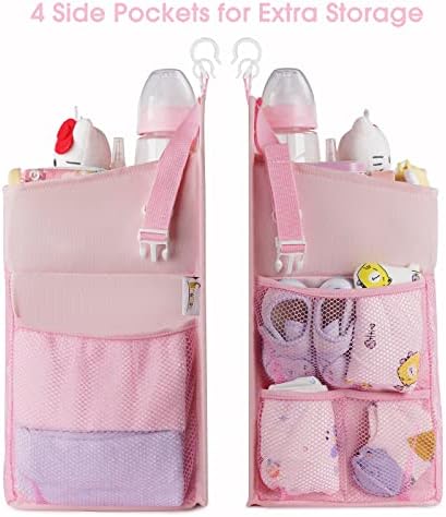 Maliton Hanging Diaper Caddy Nursery Caddy Organizer Hold 50+ Diapers,Pink - Image 6