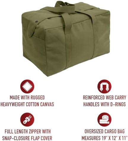 Rothco Canvas Parachute Cargo Bag, Olive Drab, 40.5L - Image 3