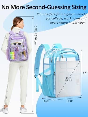 Clear Backpack for School, 17" Heavy Duty Double-Layer Clear Bookbag - Image 3