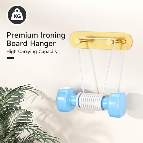 Ironing Board Hanger Wall Mount, Ironing Board Holder for Storage Y or T Leg, Metal Iron Board Hanger for Wall for Laundry Room (Gold) - Image 7