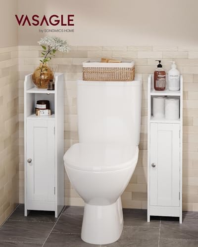 VASAGLE Small Storage Corner Floor Cabinet with Door, Cloud White - Image 2