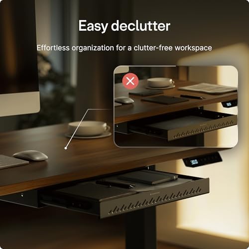 Desktronic Under Desk Drawer — Hidden Under-Desk Storage Organizer, Easy Install, Large Capacity Metal Sliding Drawer for Home Office, Standing Desk & Workstation (Black) - Image 3