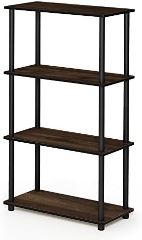 Furinno Turn-N-Tube Toolless 4-Tier Storage Shelves, Columbia Walnut by Furinno-FitsYourSpaceFitsYourBudget