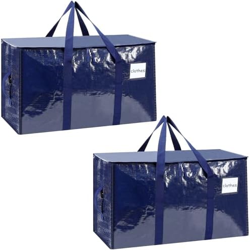 2-Pack Extra-Large Heavy-Duty Storage Totes – Waterproof & Reinforced Blue by Arzerlize