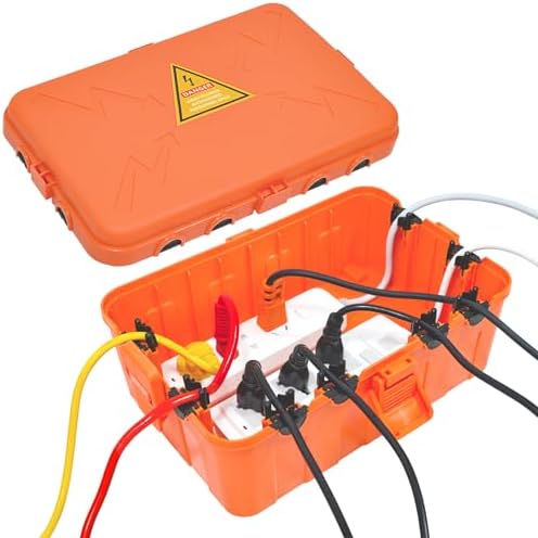 Hrensaw Large Outdoor Electrical Box(12.5x8.5x5inch),IP54 Waterproof Outdoor Outlet Covers,Weatherproof Extension Cord Covers Protect Outlet,Plug,Timer,Power Strip,Holiday Light,Orange by Hrensaw
