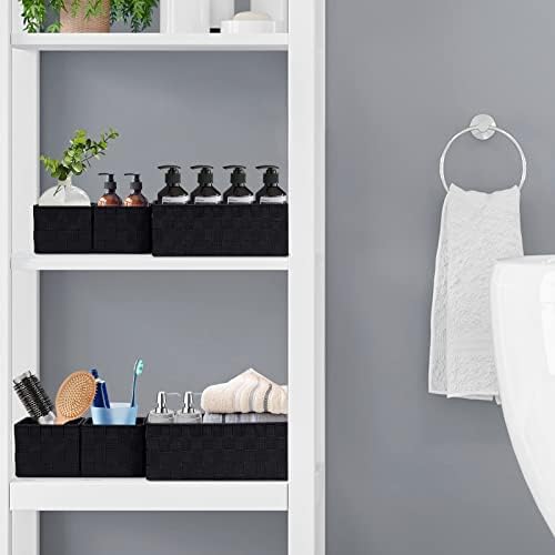 Posprica Woven Storage Baskets for Organizing 6 Pack, Large&Small Storage Cube Bins Set for Bathroom, Storage Boxes Container for Drawer, Closet, Shelf, Dresser, Black - Image 7