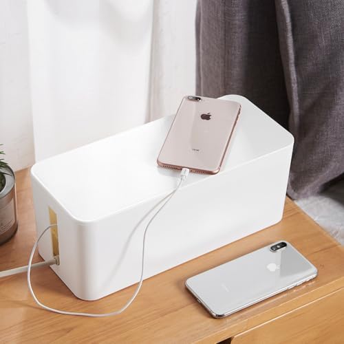 Cable Management Box,Power Cover Surge Protector for Desk Large White - Image 4