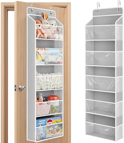 JARLINK Over The Door Toy Storage Organizer w/Clear Window, Light Grey by JARLINK