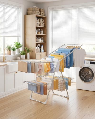 Sakugi Clothes Drying Rack, Foldable 2-Level with 70" Adjustable Wings - Image 3